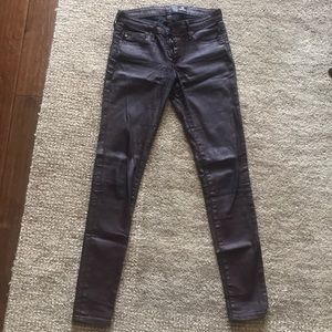 AG Burgundy faux leather jeans